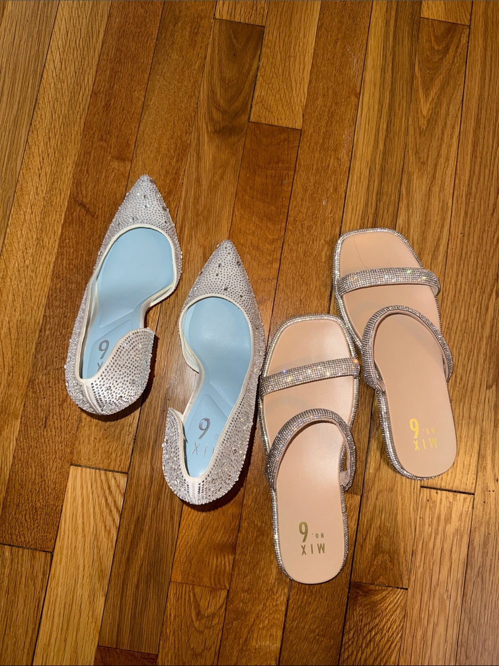 Mix No. 6 Glitter Pointed Flats & Silver Rhinestone Slide Sandals - Picture 3 of 6